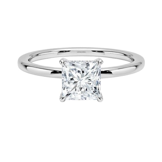 Solitaire 1 CT Princess Cut Lab Grown Diamond Hidden Halo Engagement Ring - view 1