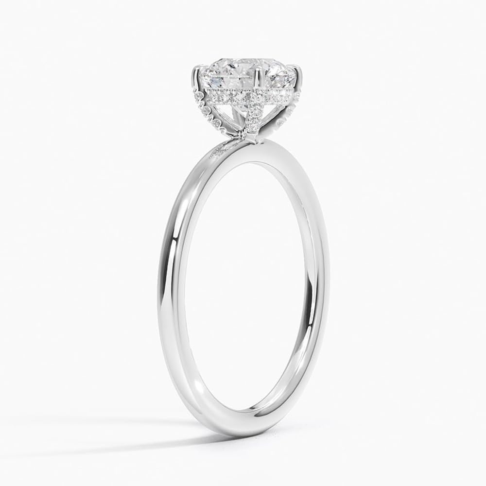 Solitaire 1 CT Round Cut Lab Grown Diamond Hidden Halo Engagement Ring - view 7