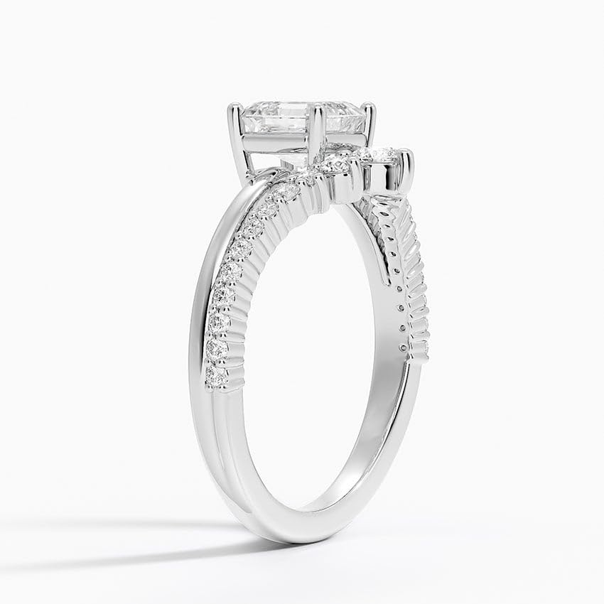 Solitaire 1 CT Asscher Cut Lab Grown Diamond Curved Engagement Ring - view 7