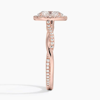Twisted Band 1 CT Oval Cut Lab Grown Diamond Engagement Halo Ring - view 3