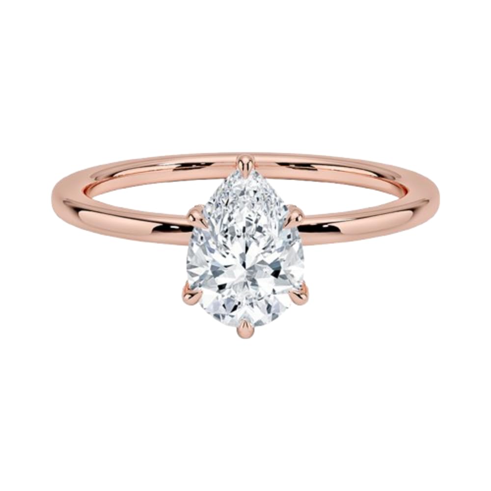 Solitaire 1 CT Pear Cut Lab Grown Diamond Hidden Halo Engagement Ring - view 4