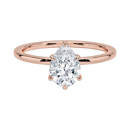 Solitaire 1 CT Pear Cut Lab Grown Diamond Hidden Halo Engagement Ring - view 4