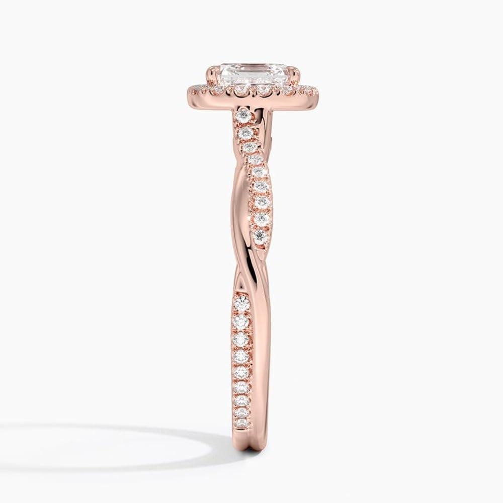 Twisted Band 1 CT Asscher Cut Lab Grown Diamond Engagement Halo Ring - view 3