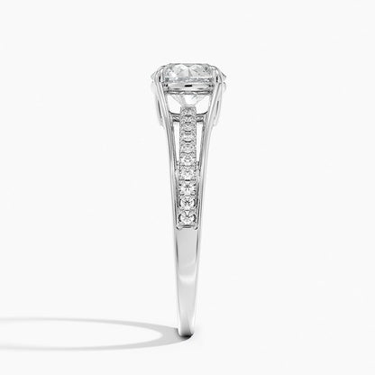 Pave 1 CT Round Cut Lab Grown Diamond Engagement Ring - view 3