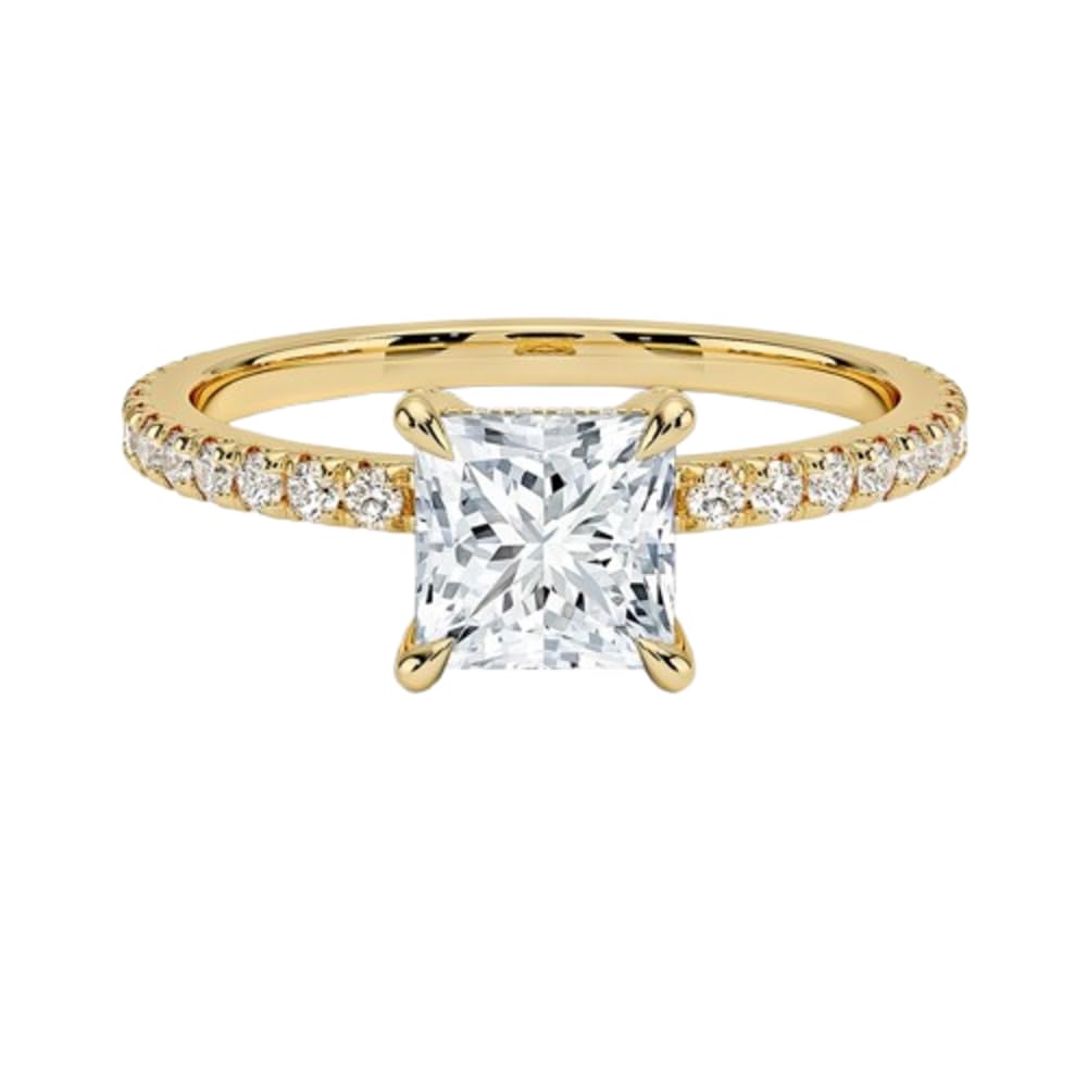Hidden Halo 1 CT Princess Cut Lab Grown Diamond Engagement Ring - view 6