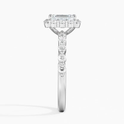 Halo 1 CT Emerald Cut Lab Grown Diamond Engagement Ring