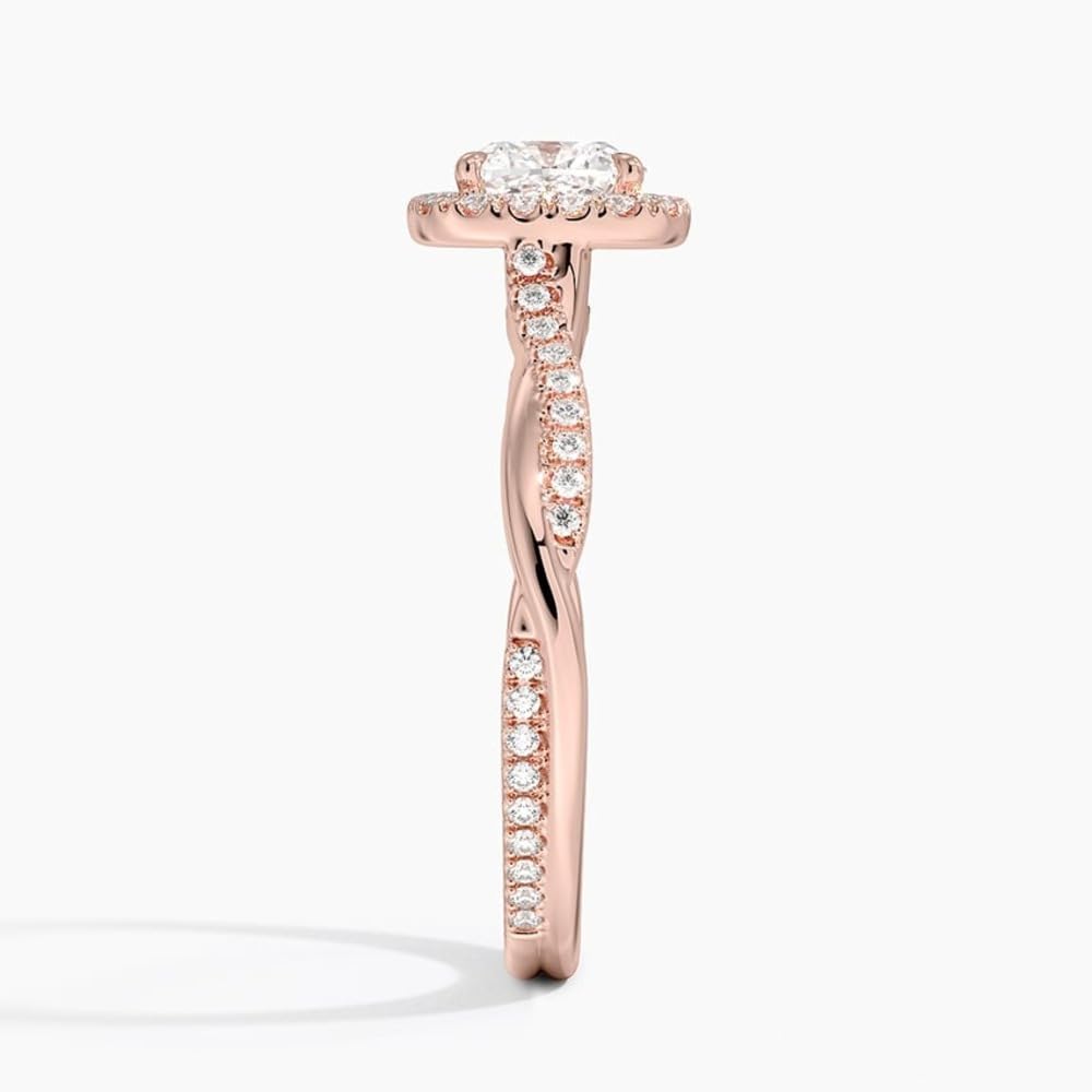 Twisted Band 1 CT Cushion Cut Lab Grown Diamond Engagement Halo Ring - view 3