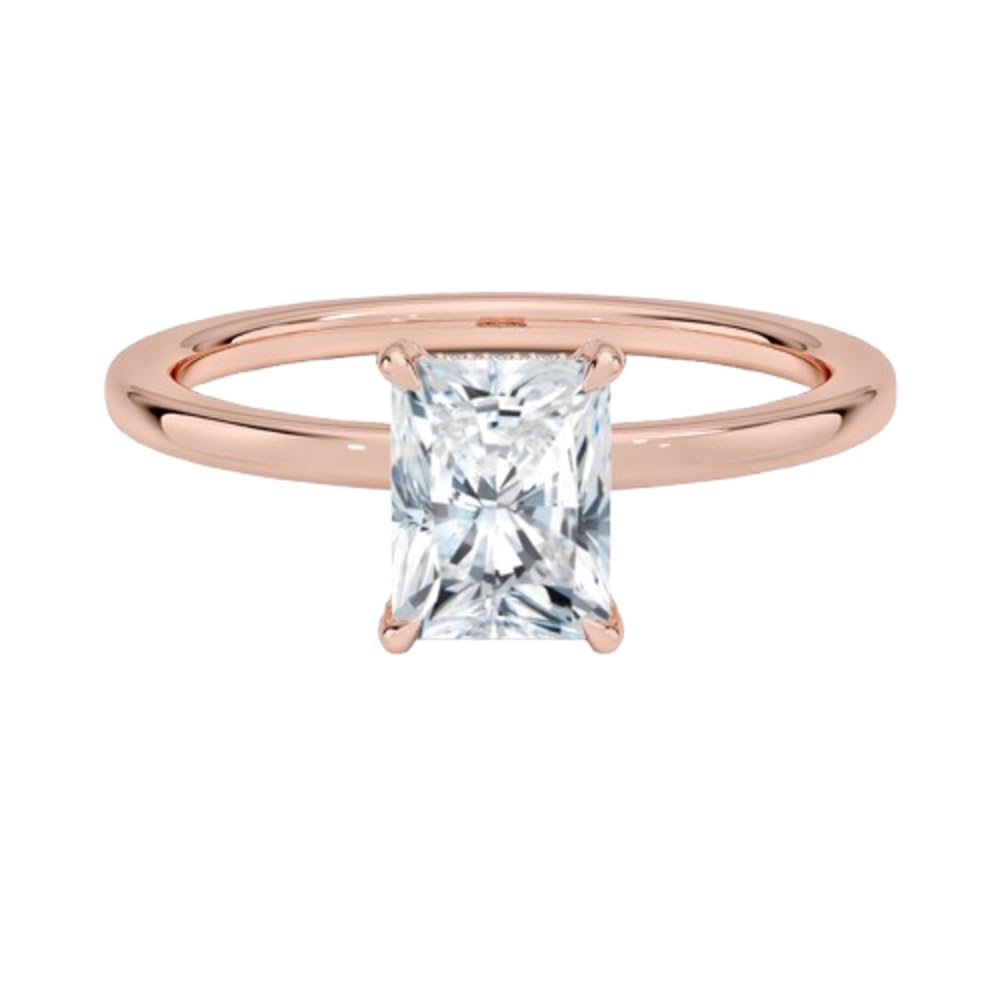 Solitaire 1 CT Radiant Cut Lab Grown Diamond Hidden Halo Engagement Ring - view 6
