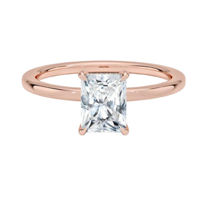 Solitaire 1 CT Radiant Cut Lab Grown Diamond Hidden Halo Engagement Ring - view 6