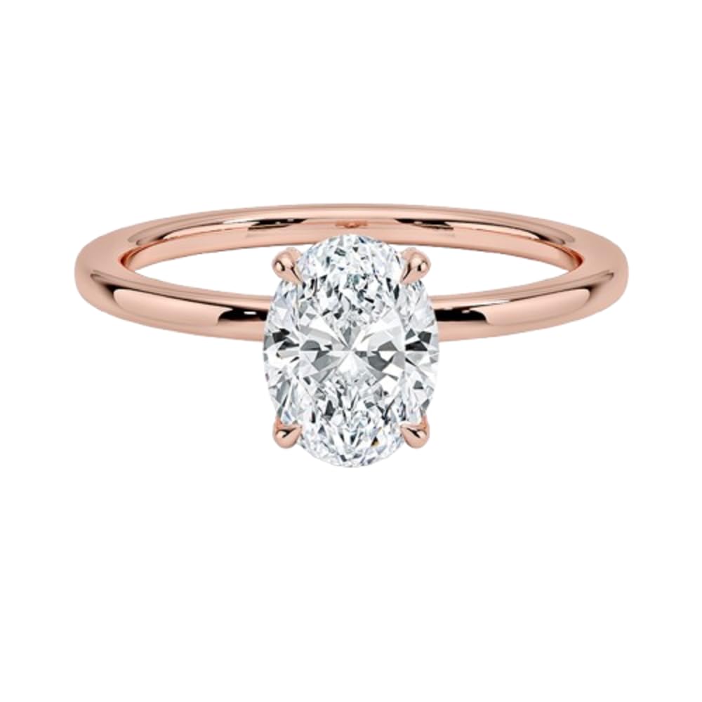 Solitaire 1 CT Oval Cut Lab Grown Diamond Hidden Halo Engagement Ring - view 6