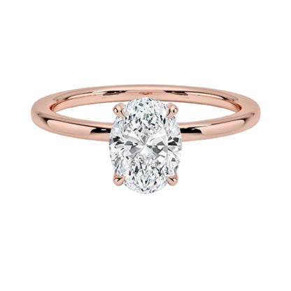 Solitaire 1 CT Oval Cut Lab Grown Diamond Hidden Halo Engagement Ring - view 6