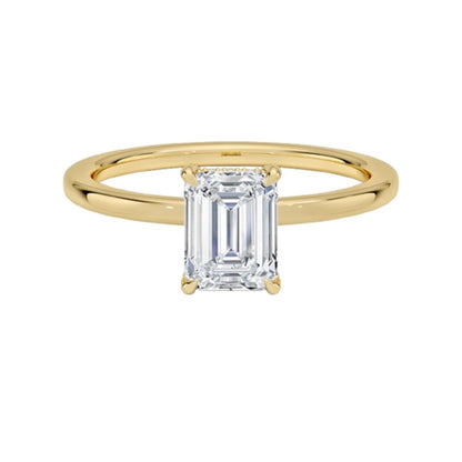 Solitaire 1 CT Emerald Cut Lab Grown Diamond Hidden Halo Engagement Ring - view 6