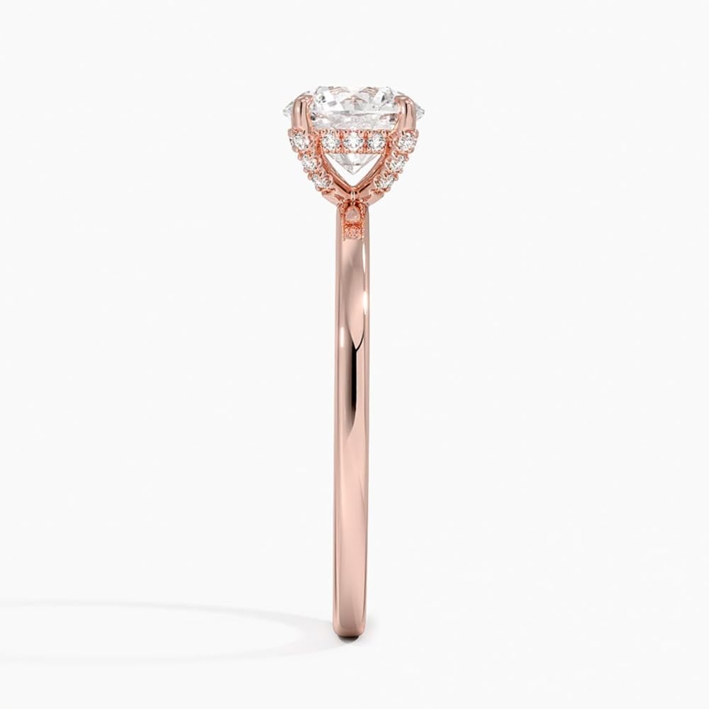 Solitaire 1 CT Round Cut Lab Grown Diamond Hidden Halo Engagement Ring - view 3