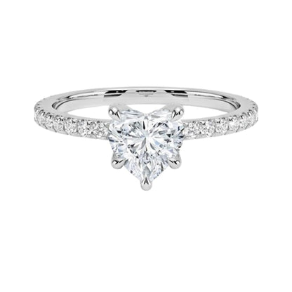 Hidden Halo 1 CT Heart Cut Lab Grown Diamond Engagement Ring - view 1