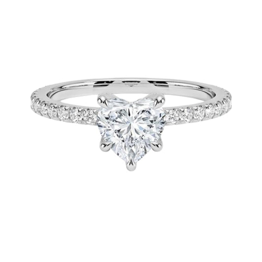 Hidden Halo 1 CT Heart Cut Lab Grown Diamond Engagement Ring - view 1
