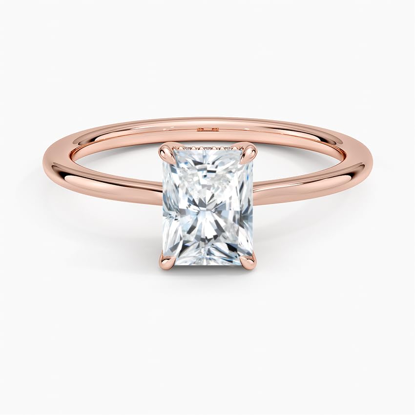 Hidden Halo 1 CT Radiant Cut Lab Grown Diamond Engagement Ring - view 4