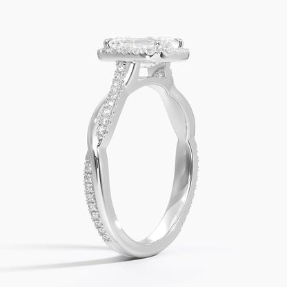 Twisted Band 1 CT Emerald Cut Lab Grown Diamond Engagement Halo Ring - view 2