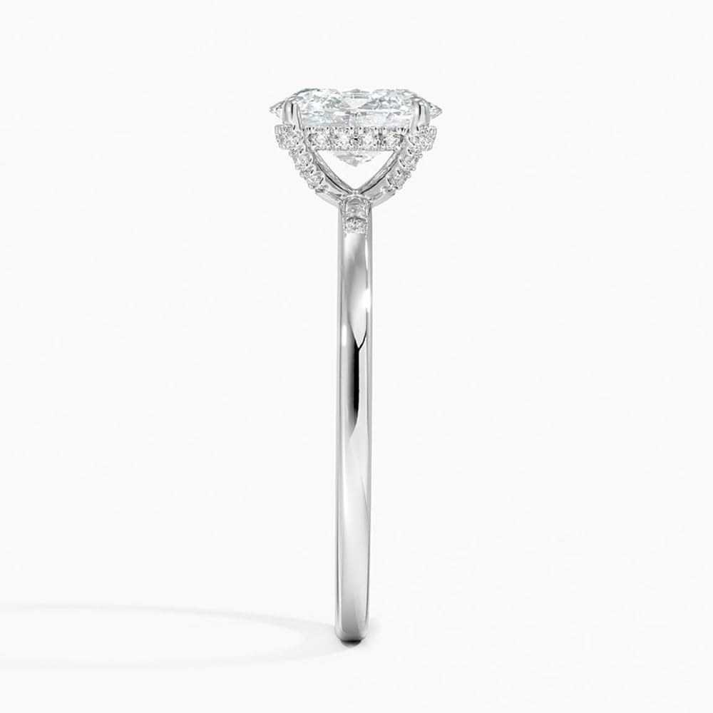 Solitaire 1 CT Oval Cut Lab Grown Diamond Hidden Halo Engagement Ring - view 3