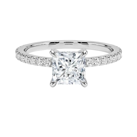 Hidden Halo 1 CT Princess Cut Lab Grown Diamond Engagement Ring - view 1