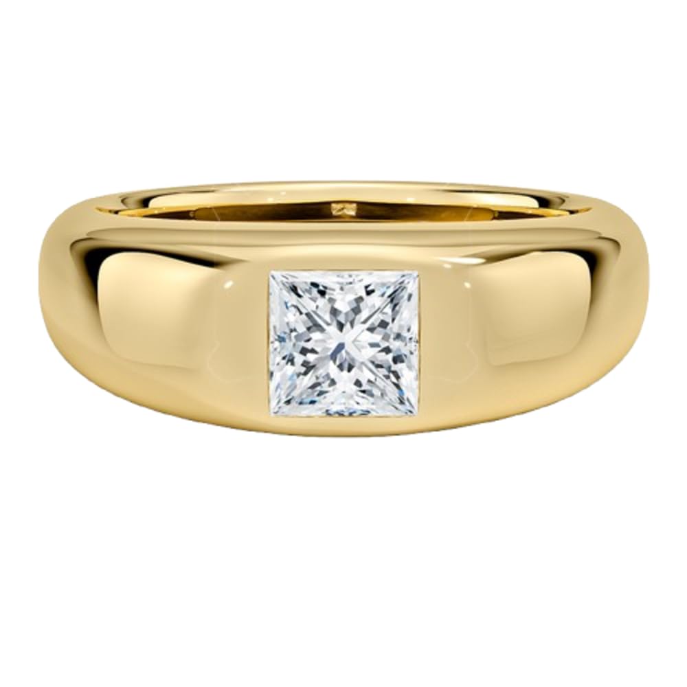 Solitaire 1 CT Princess Cut Lab Grown Diamond Bezel Engagement Ring - view 5
