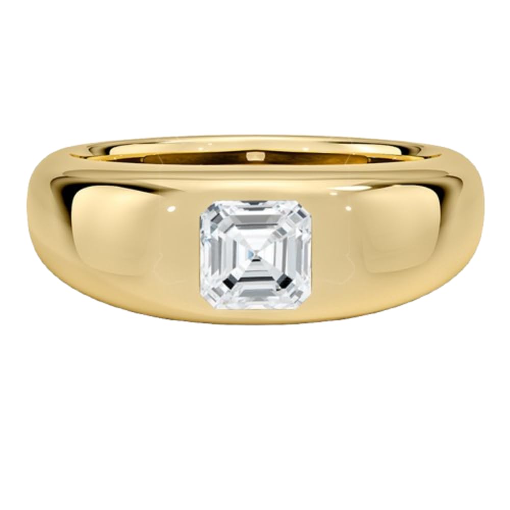Solitaire 1 CT Asscher Cut Lab Grown Diamond Bezel Engagement Ring - view 3