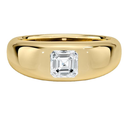 Solitaire 1 CT Asscher Cut Lab Grown Diamond Bezel Engagement Ring - view 3