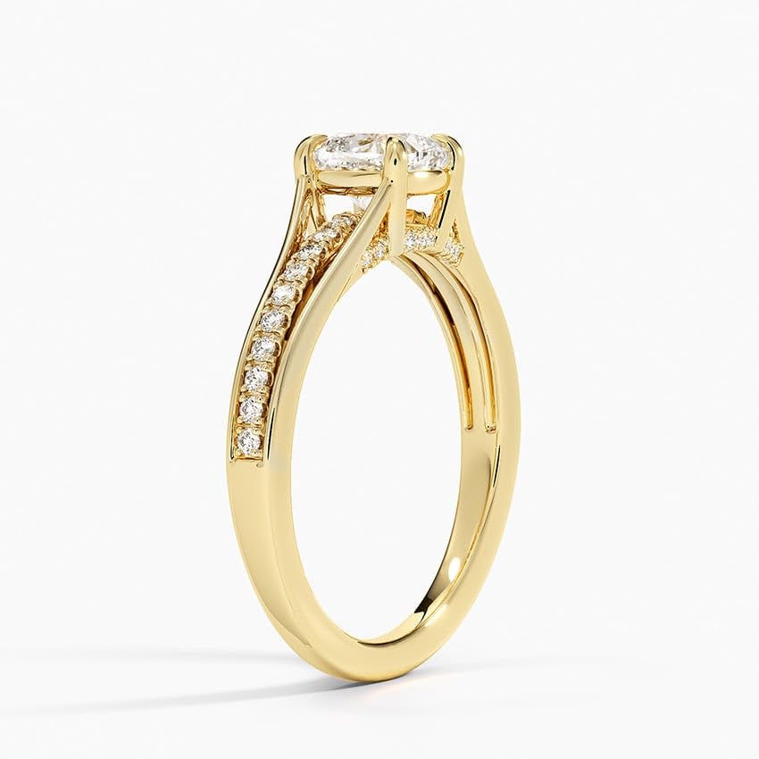 Pave 1 CT Cushion Cut Lab Grown Diamond Engagement Ring - view 5