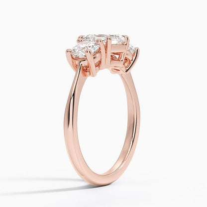 Solitaire 1 CT Asscher Cut Lab Grown Diamond Three Stone Engagement Ring - view 2