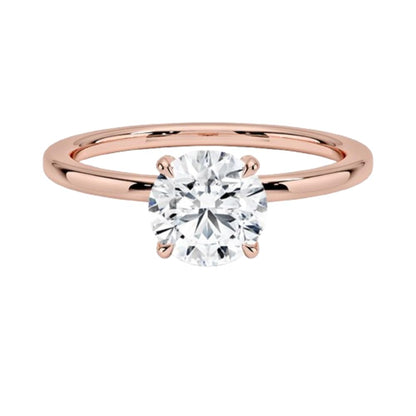 Solitaire 1 CT Round Cut Lab Grown Diamond Hidden Halo Engagement Ring - view 1