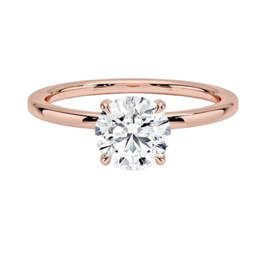 Solitaire 1 CT Round Cut Lab Grown Diamond Hidden Halo Engagement Ring - view 1