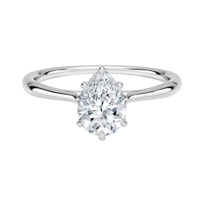 Solitaire 1 CT Pear Cut Lab Grown Diamond Ring - view 6