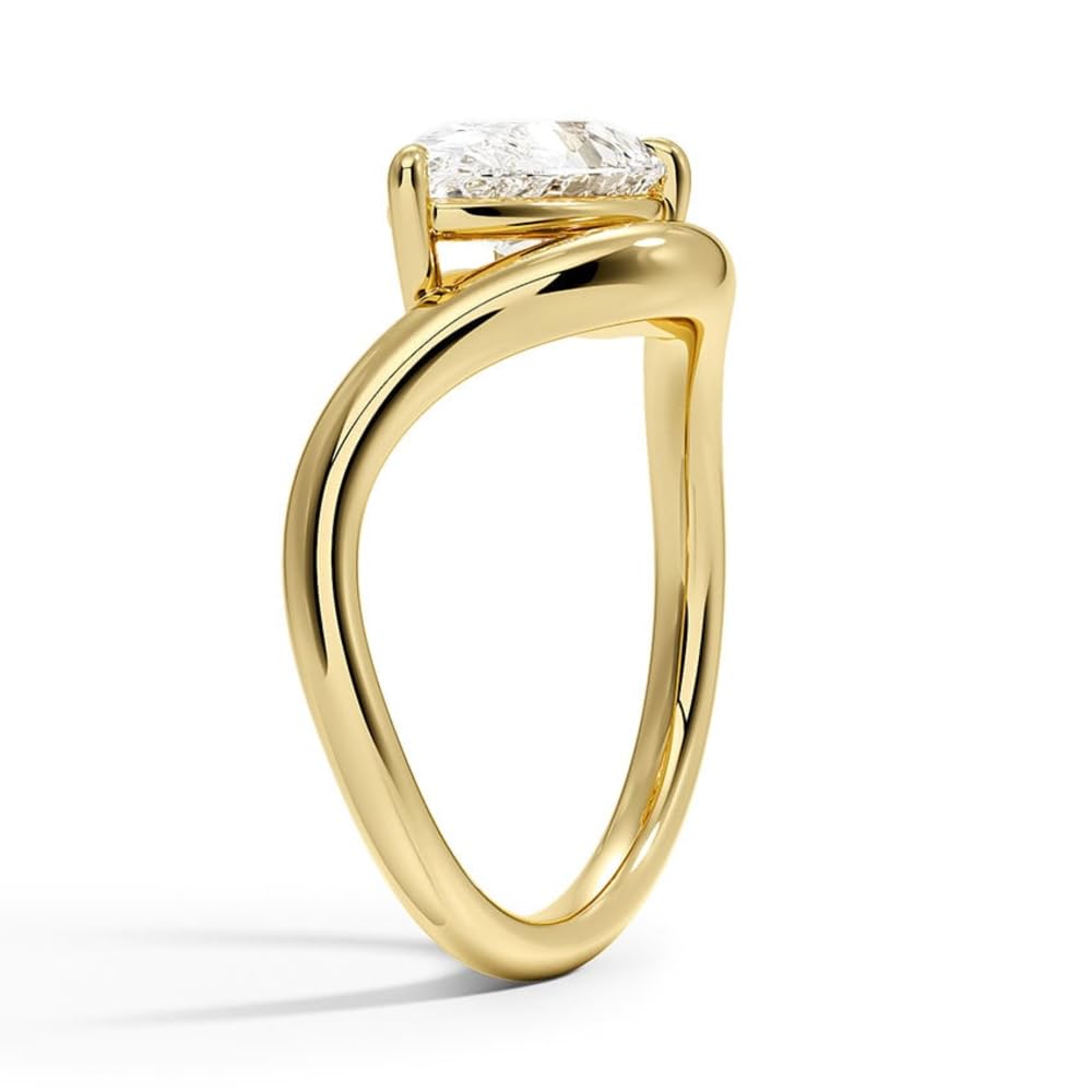 Solitaire 1 CT Cushion Cut Lab Grown Diamond Curved Band Engagement Ring - view 3