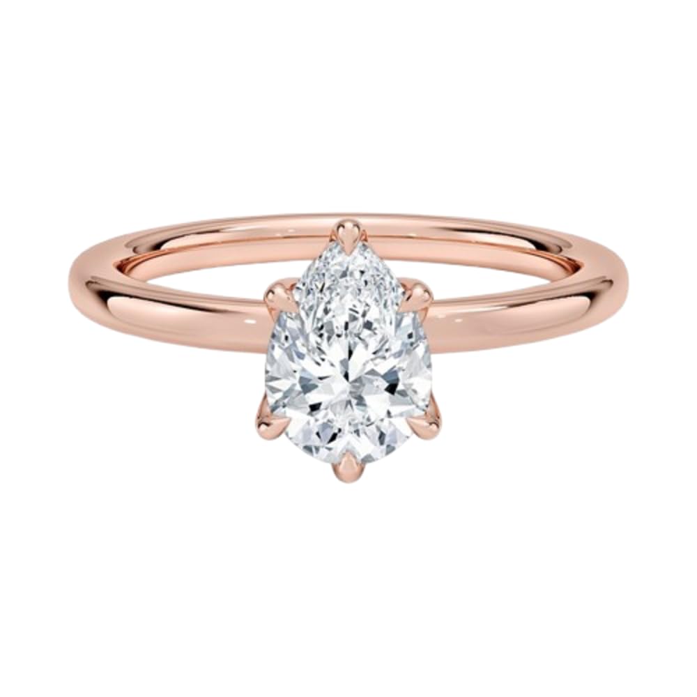 Solitaire 1 CT Pear Cut Lab Grown Diamond Ring - view 4