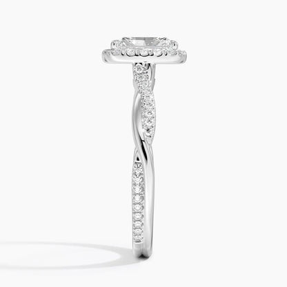 Twisted Band 1 CT Radiant Cut Lab Grown Diamond Engagement Halo Ring - view 7