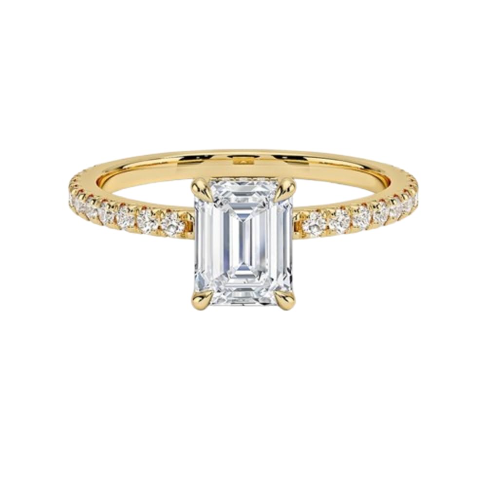 Hidden Halo 1 CT Emerald Cut Lab Grown Diamond Engagement Ring - view 4