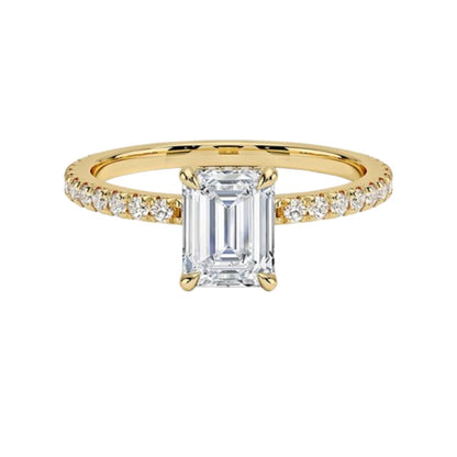 Hidden Halo 1 CT Emerald Cut Lab Grown Diamond Engagement Ring - view 4