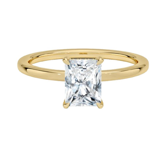Solitaire 1 CT Radiant Cut Lab Grown Diamond Hidden Halo Engagement Ring - view 1