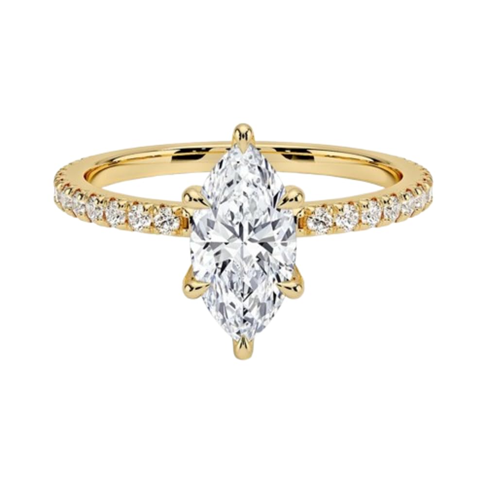 Hidden Halo 1 CT Marquise Cut Lab Grown Diamond Engagement Ring - view 6