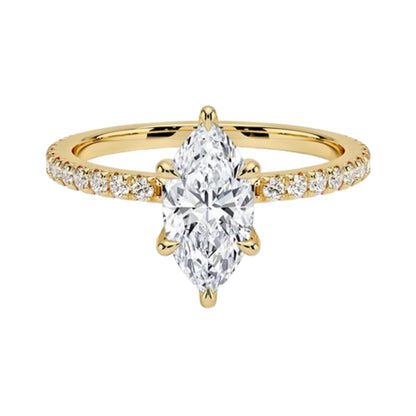 Hidden Halo 1 CT Marquise Cut Lab Grown Diamond Engagement Ring - view 6