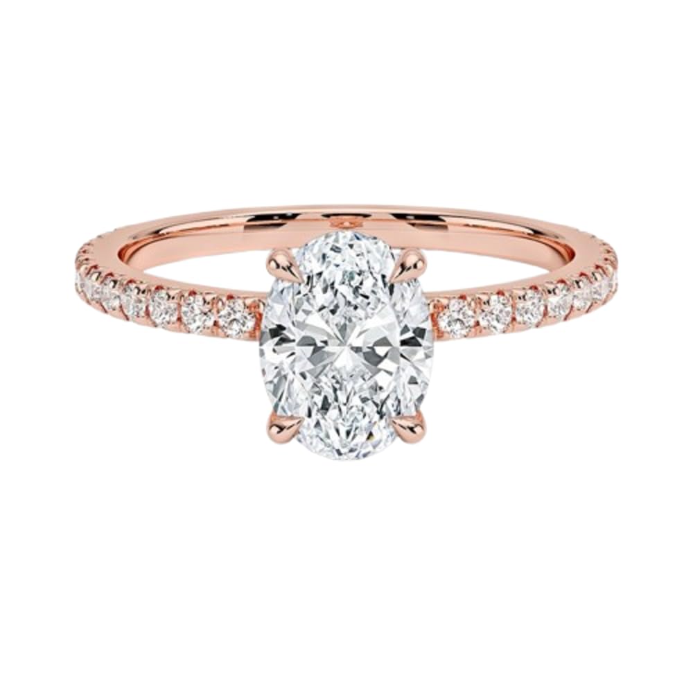 Hidden Halo 1 CT Oval Cut Lab Grown Diamond Engagement Ring - view 6