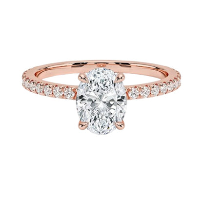 Hidden Halo 1 CT Oval Cut Lab Grown Diamond Engagement Ring - view 6