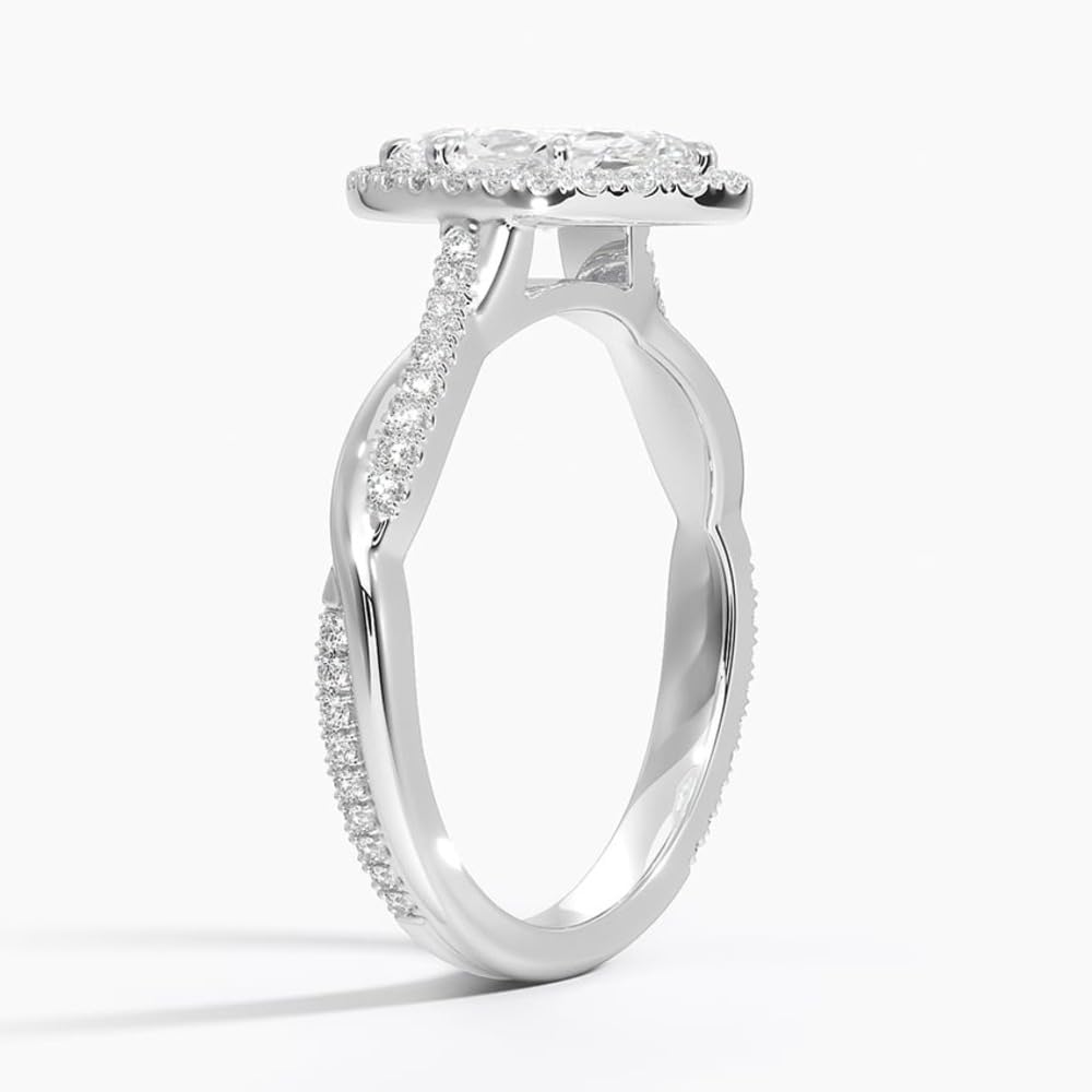 Twisted Band 1 CT Marquise Cut Lab Grown Diamond Engagement Halo Ring - view 2