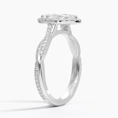 Twisted Band 1 CT Marquise Cut Lab Grown Diamond Engagement Halo Ring - view 2