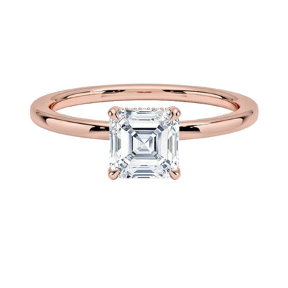 Solitaire 1 CT Asscher Cut Lab Grown Diamond Hidden Halo Engagement Ring - view 4