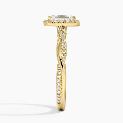 Twisted Band 1 CT Emerald Cut Lab Grown Diamond Engagement Halo Ring - view 7