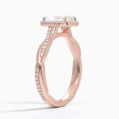 Twisted Band 1 CT Radiant Cut Lab Grown Diamond Engagement Halo Ring - view 5