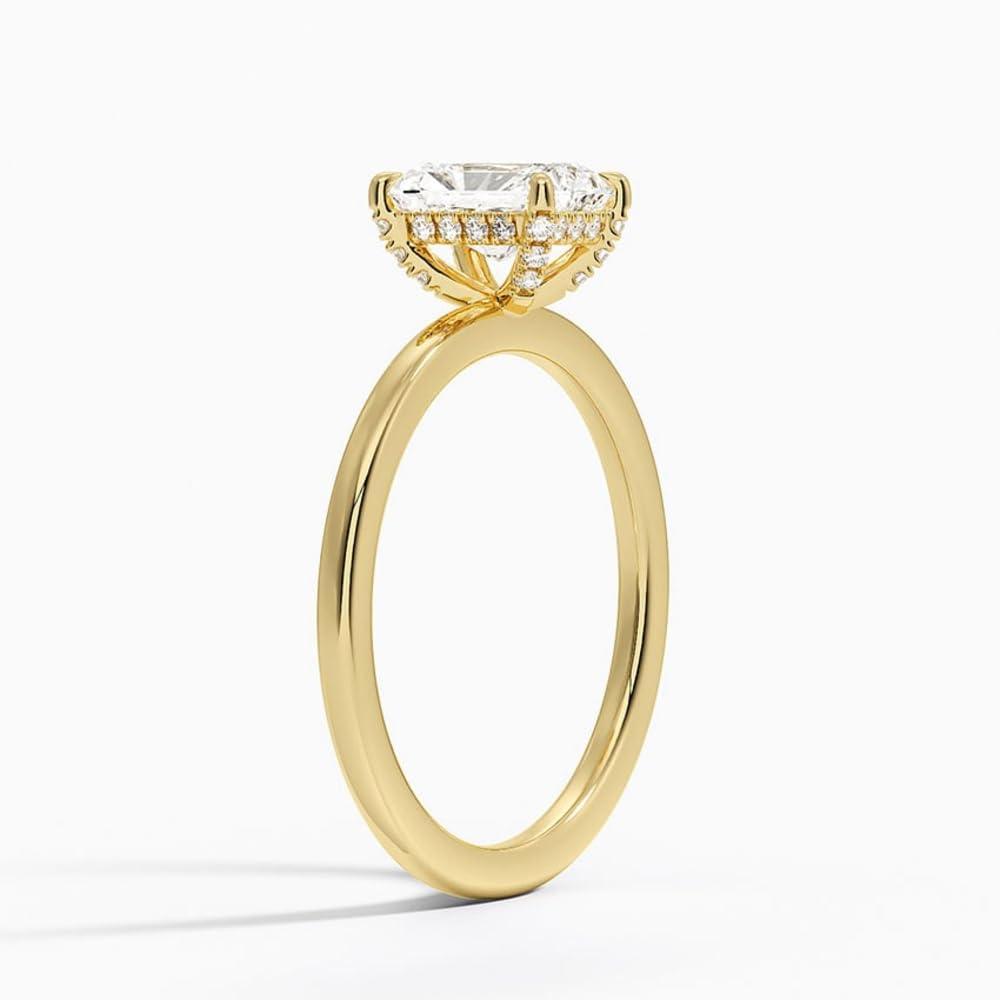 Solitaire 1 CT Radiant Cut Lab Grown Diamond Hidden Halo Engagement Ring - view 2