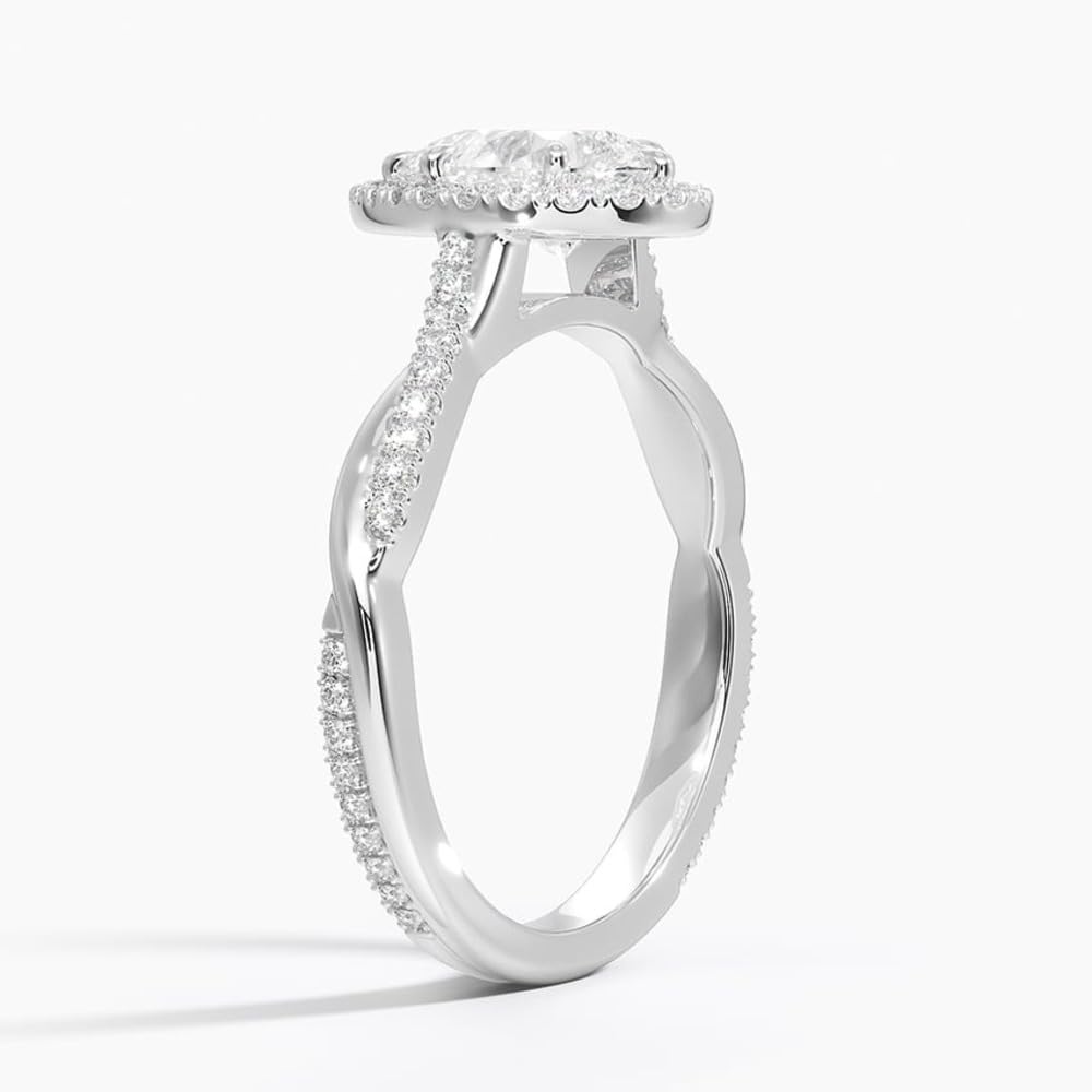 Twisted Band 1 CT Pear Cut Lab Grown Diamond Engagement Halo Ring - view 5