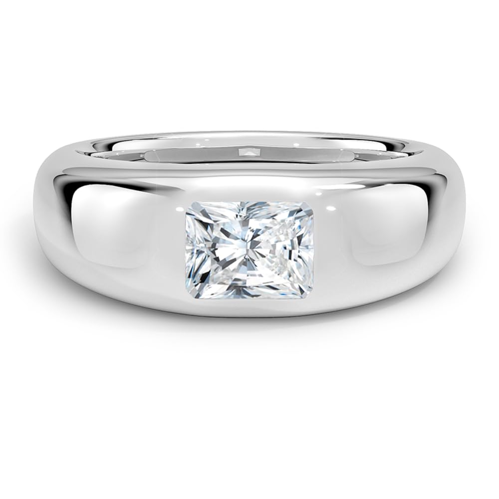 Solitaire 1 CT Radiant Cut Lab Grown Diamond Bezel Engagement Ring - view 5
