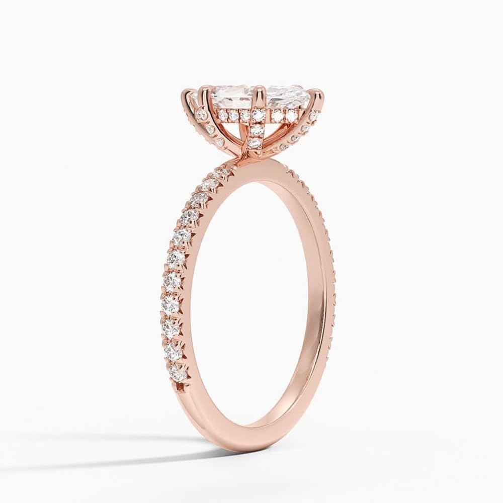 Hidden Halo 1 CT Marquise Cut Lab Grown Diamond Engagement Ring - view 5